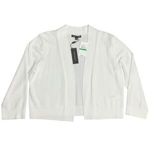 Cable & Gauge Cardigan Sweater Open Front White Size Large NWT